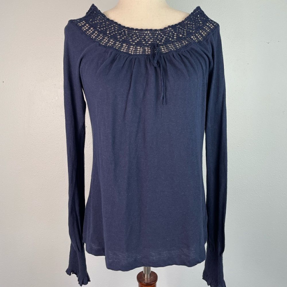 NWT Lauren Jeans Company Navy Blue Linen Blend Tunic Top Size M